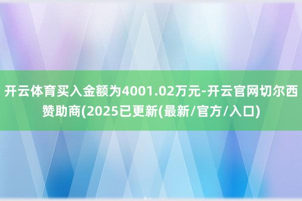 开云体育买入金额为4001.02万元-开云官网切尔西赞助商(2025已更新(最新/官方/入口)